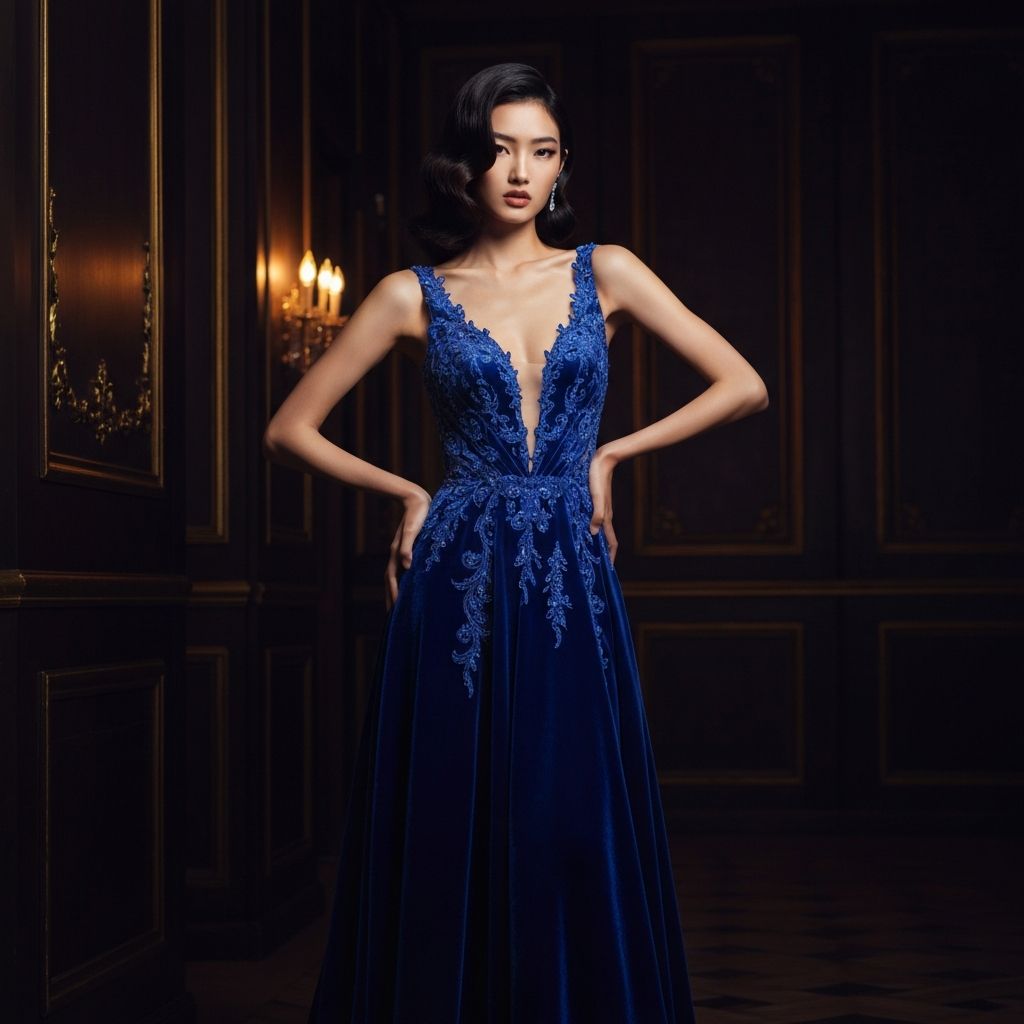 Sapphire Velvet Gown